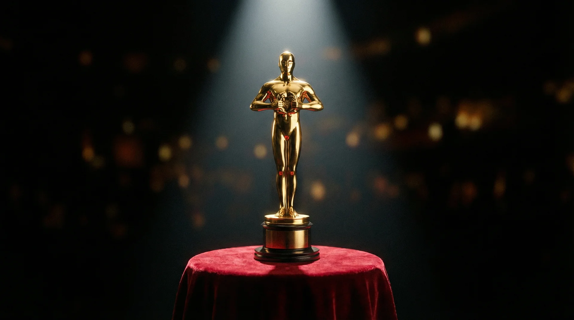 第七电影网 获奖影片荣誉展示，金色奖杯在聚光灯下熠熠生辉